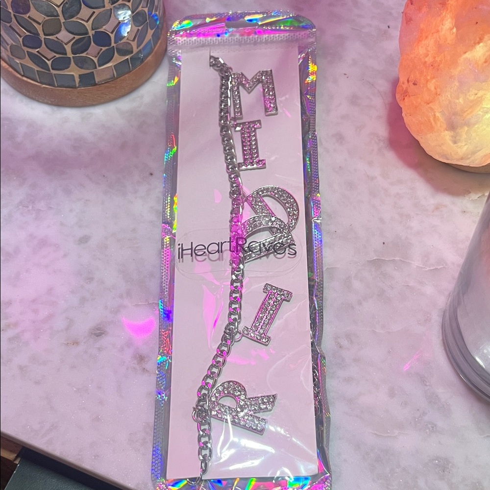 IHeart Raves RIDDIM belly chain Silver Rhinestone